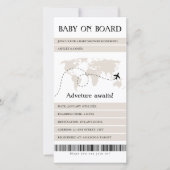 Boarding Pass Wereldkaart Travel Baby shower Feestdagenkaart (Voorkant)