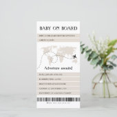 Boarding Pass Wereldkaart Travel Baby shower Feestdagenkaart (Staand voorkant)