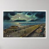 Boardwalk en Rest Pavilion Uitzicht bij nacht Poster (Voorkant)