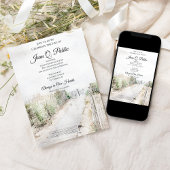 Boardwalk naar Beach Waterverf Viering van het lev Kaart