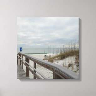 Boardwalk naar Sugary White Sands Canvas Afdruk