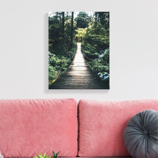 Boardwalk through door het bos canvas afdruk (Insitu (Woonkamer))