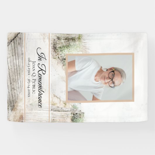 Boardwalk to Beach Viering van het leven Begrafeni Spandoek (Horizontaal)