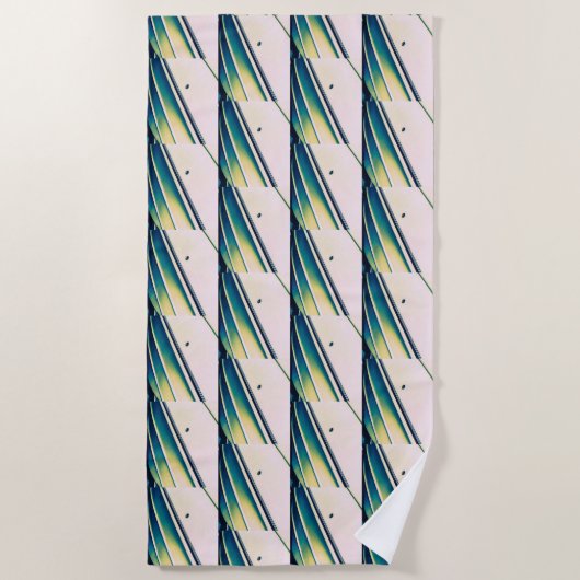 Boat Abstract Pattern in Blue Beach Handdoek (Voorkant)
