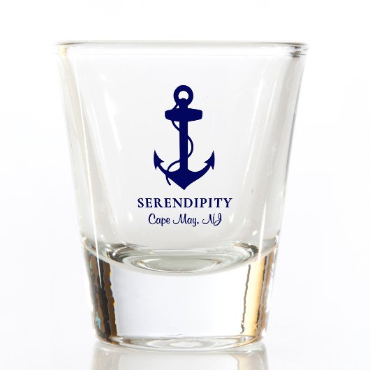 Boat Anchor Monogram Nautical Navy Blue Shot Glas