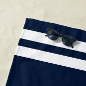 Boat Anchor Nautical Navy Blue and White Custom Strandlaken (In situ)