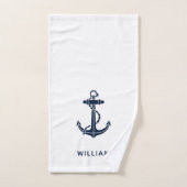 Boat Anchor Nautical Navy Blue Personalized (Serviette à main)
