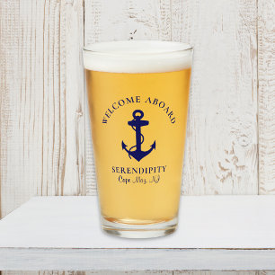 Boat Anchor Navy Blue Glas