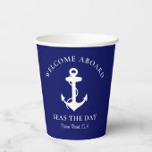 Boat Anchor Navy Blue Papieren Bekers (Achterkant)