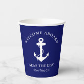 Boat Anchor Navy Blue Papieren Bekers (Voorkant)