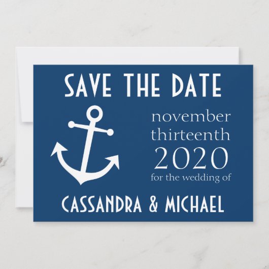 Boat Anchor Save the Date (Donkerblauw) (Voorkant)