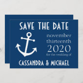 Boat Anchor Save the Date (Donkerblauw) (Voorkant / Achterkant)