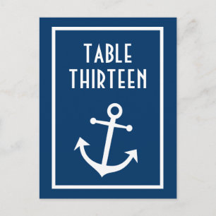 Boat Anchor Table Numbers (Donkerblauw / wit) Briefkaart