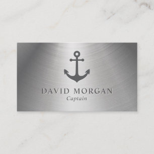 Boat Captain Anchor Metallic Business Card Visitekaartje