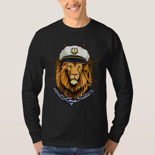 Boat Captain Lion Boat Boat Owners Sailor Lion T-shirt (Voorkant)