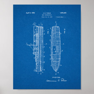Boat Construction Patent - Blueprint Poster