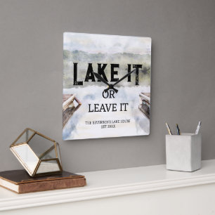 Boat Dock Lake it of laat hem los Vierkante Klok