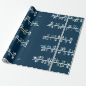 Boat Docks - Greens on Navy Cadeaupapier (Uitgerold)