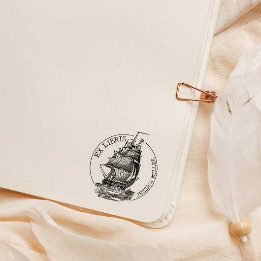 Boat Ex Libris Bibliotheek Boek Rubberstempel