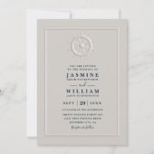 Boat Helm Faux Embossed Elegant QR Code Wedding Kaart (Voorkant)