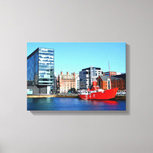 Boat in de Albert Dock Canvas Afdruk