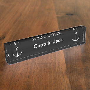 Boat Kapitein Desk Plaque Anchor Design Naambordje