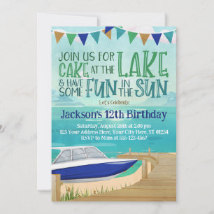 Boat Lake Birthday Invitation Speed Boat Lake Vist Kaart