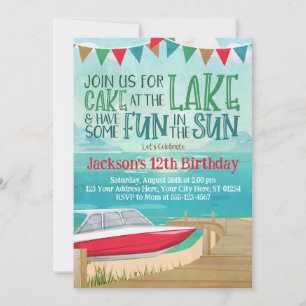 Boat Lake Birthday Invitation Speed Boat Lake Vist Kaart