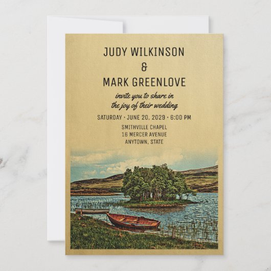Boat Lake Wedding Invitation Natuur Kaart (Voorkant)