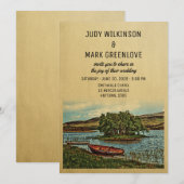 Boat Lake Wedding Invitation Natuur Kaart (Voorkant / Achterkant)