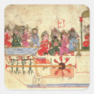Boat met Automata, illustratie Vierkante Sticker