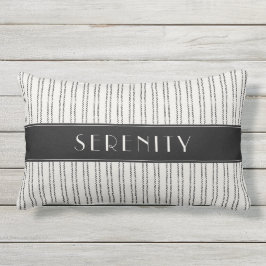 Boat naam Nautical Pinstripe Black Outdoor Pillow Buitenkussen