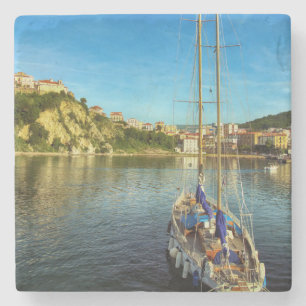 Boat Nadert Shore Agropoli Stenen Onderzetter