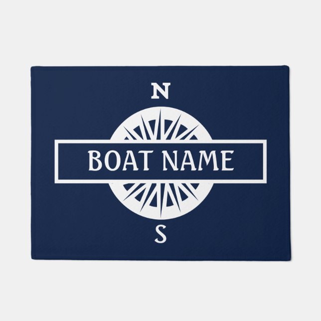 Boat Name Compass Dock Mat (Voorkant)