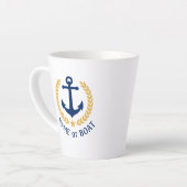 Boat Name Nautical Anchor Gold Laurel Star Latte Mok (Linkerhoek)