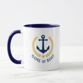 Boat Name Nautical Anchor Gold Style Laurel Navy Mok (Links)