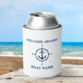 Boat Name Welcome Aboard Nautical Compass Anchor Blikjeskoeler