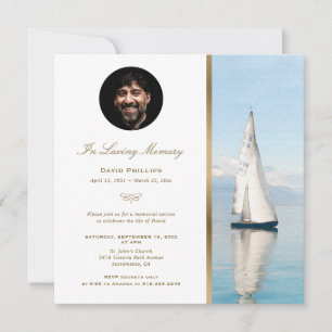 Boat Nautical Gold Memorial Service Kaart