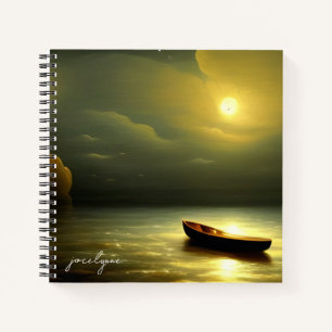 Boat onder het Maonlight Personalized Journal Notitieboek
