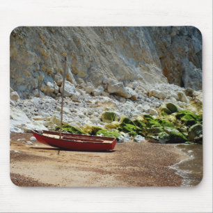 Boat op het strand bij Alum Bay Muismat