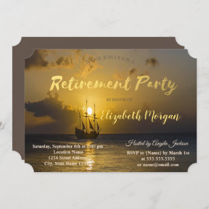 Boat op sunset retirement party kaart