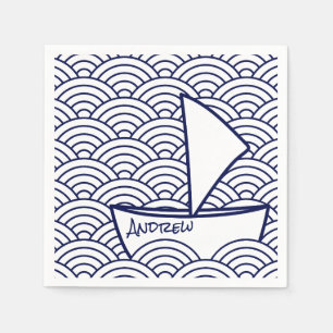Boat op Waves Paper Napkin Servet