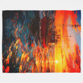 Boat op zonsondergang fleece deken (Voorkant (Horizontaal))
