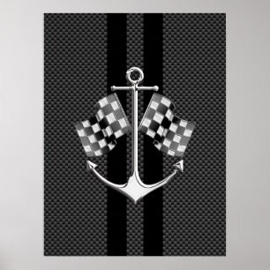 Boat Racend Nautisch in koolstofvezelstijldecor Poster