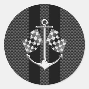 Boat Racend Nautisch in koolstofvezelstijldecor Ronde Sticker