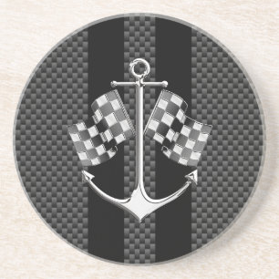 Boat Racing Nautical in Carbon Fiber Decor Zandsteen Onderzetter