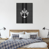Boat Racing Nautical in Carbon Fibre Style Canvas Afdruk (Insitu (Slaapkamer))