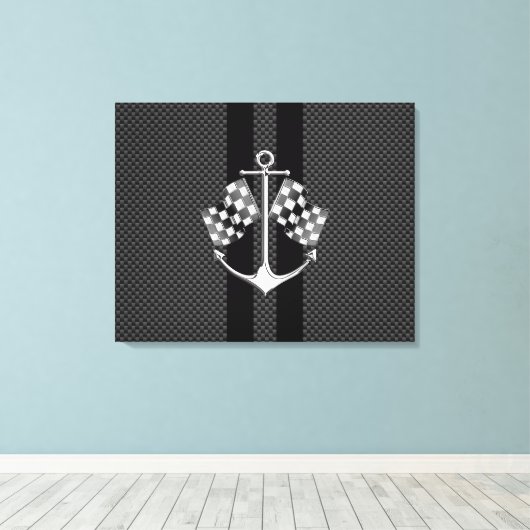 Boat Racing Nautical in Carbon Fibre Style Canvas Afdruk (Insitu (Houten vloer))