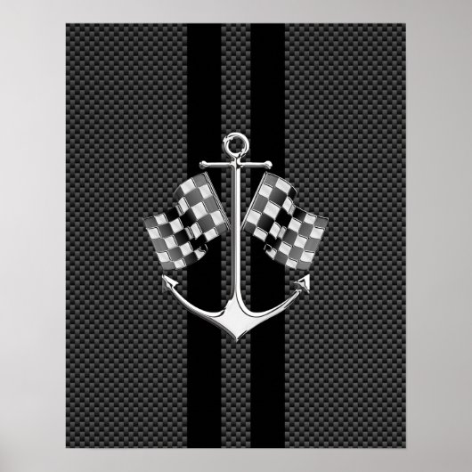 Boat Racing Nautical in Carbon Fibre Style Poster (Voorkant)