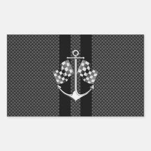 Boat Racing Nautical in Carbon Fibre Style Rechthoekige Sticker